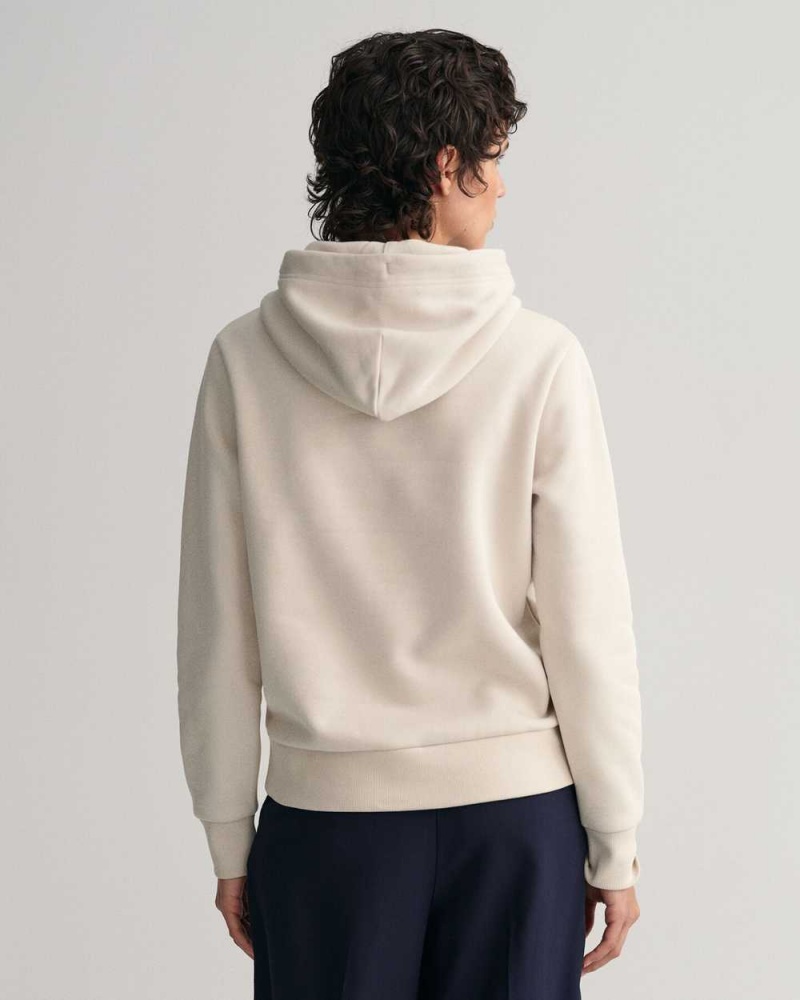 Gant Tonal Archive Shield Women's Hoodie Light Gray Brown | IDLGA-2401