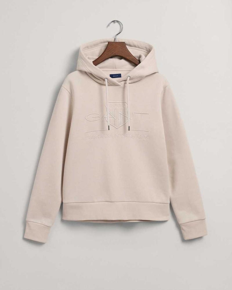 Gant Tonal Archive Shield Women's Hoodie Light Gray Brown | IDLGA-2401