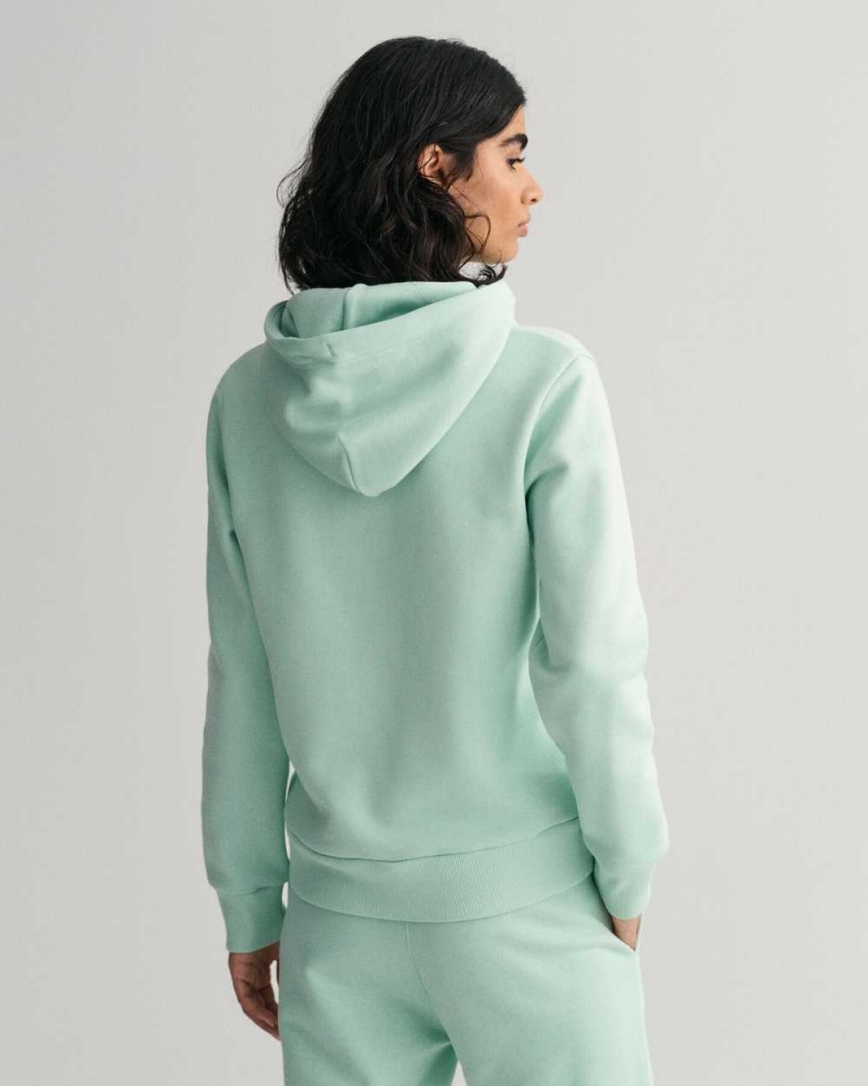 Gant Tonal Archive Shield Women's Hoodie Minty Green | LGYNA-1906