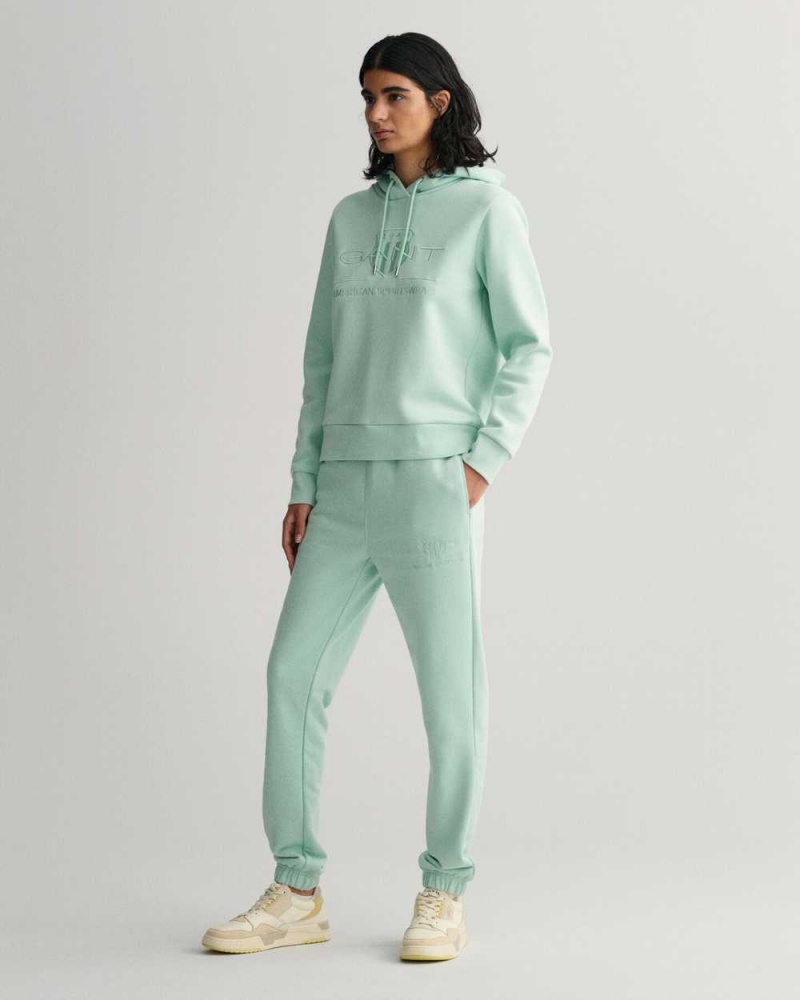 Gant Tonal Archive Shield Women's Hoodie Minty Green | LGYNA-1906