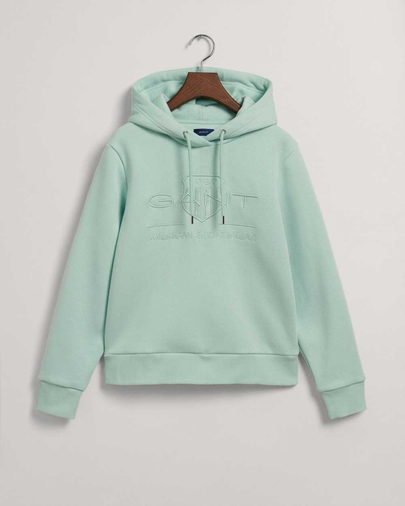 Gant Tonal Archive Shield Women's Hoodie Minty Green | LGYNA-1906