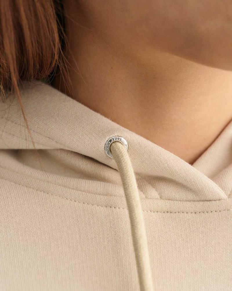 Gant Tonal Archive Shield Women's Hoodie Beige | KEJIW-9701