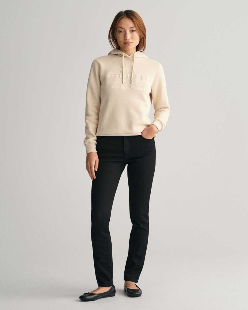 Gant Tonal Archive Shield Women's Hoodie Beige | KEJIW-9701