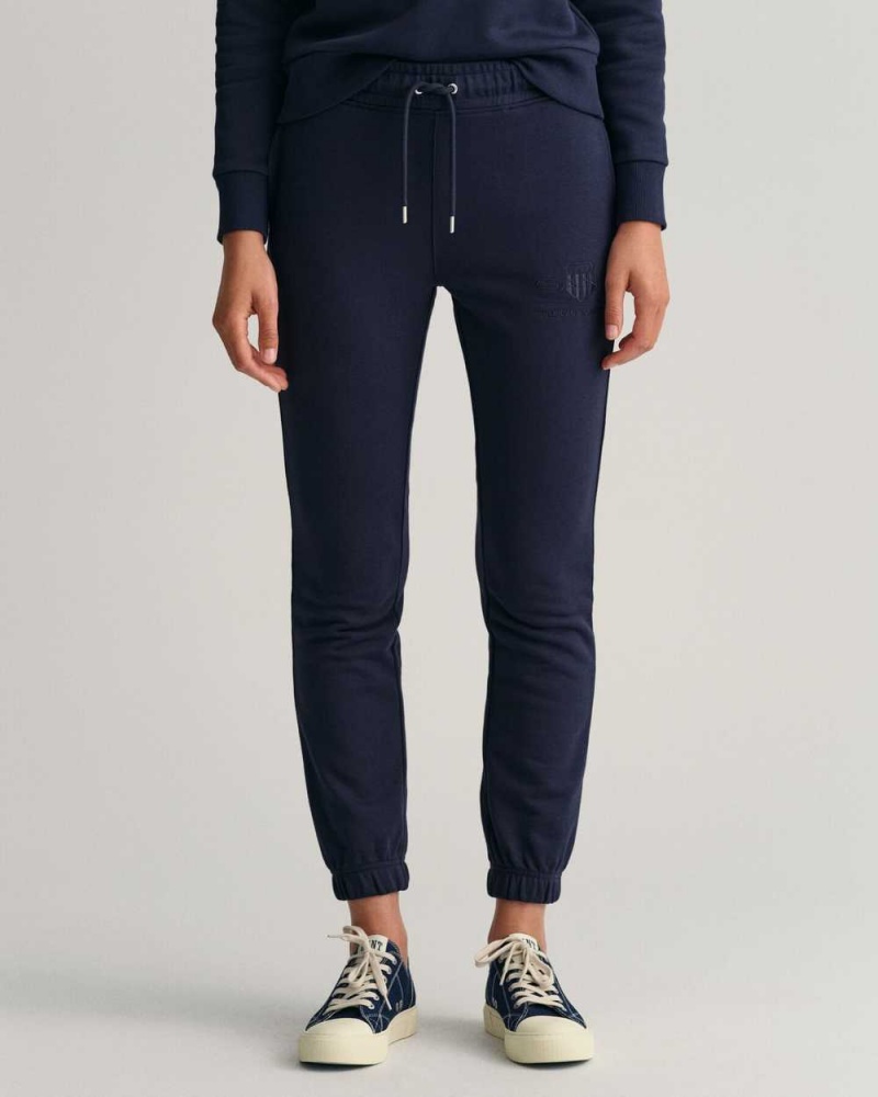 Gant Tonal Archive Shield Women's Sweatpants Evening Blue | FQSEO-5817