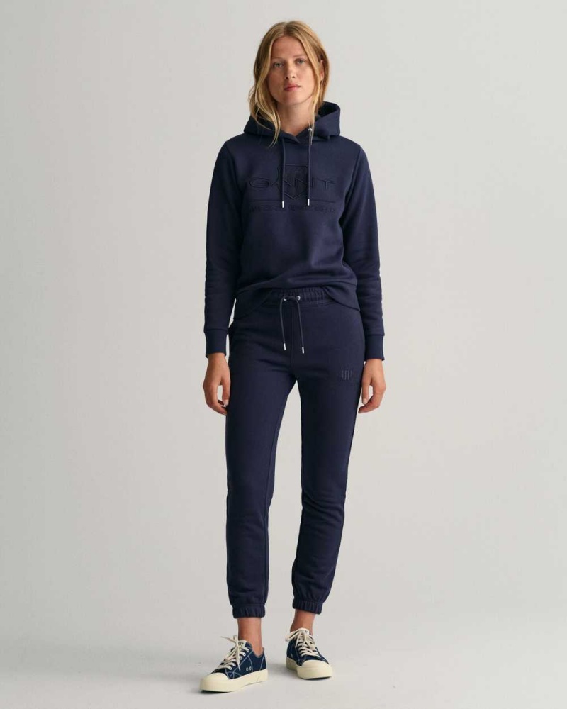 Gant Tonal Archive Shield Women's Sweatpants Evening Blue | FQSEO-5817