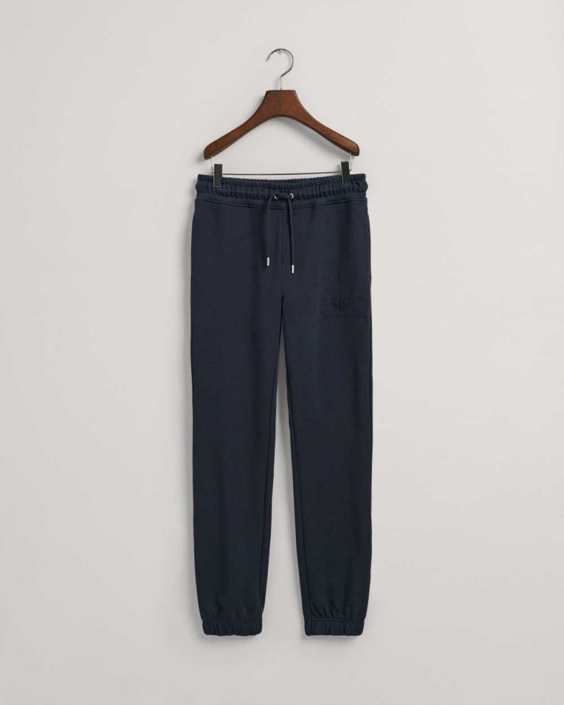 Gant Tonal Archive Shield Women's Sweatpants Evening Blue | FQSEO-5817