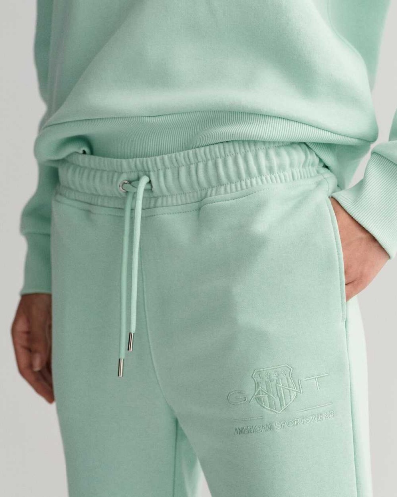 Gant Tonal Archive Shield Women's Sweatpants Minty Green | RVEOQ-2907