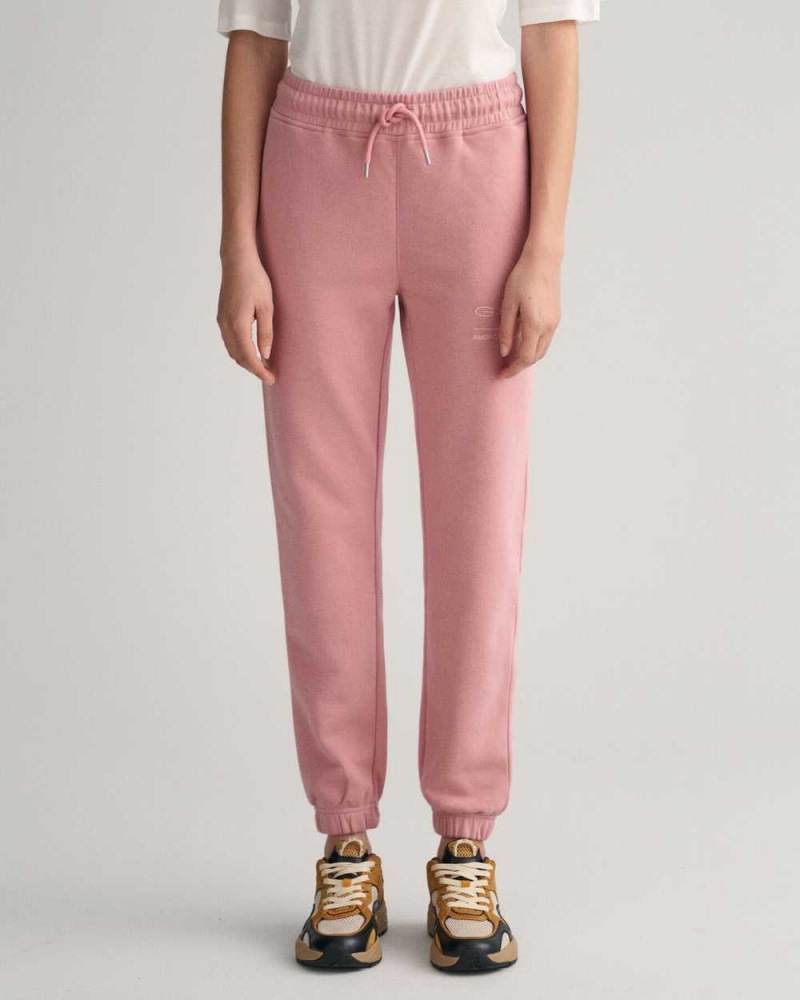 Gant Tonal Archive Shield Women's Sweatpants Faded Pink Melange | GMFIC-4063