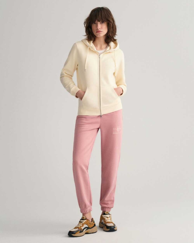 Gant Tonal Archive Shield Women's Sweatpants Faded Pink Melange | GMFIC-4063