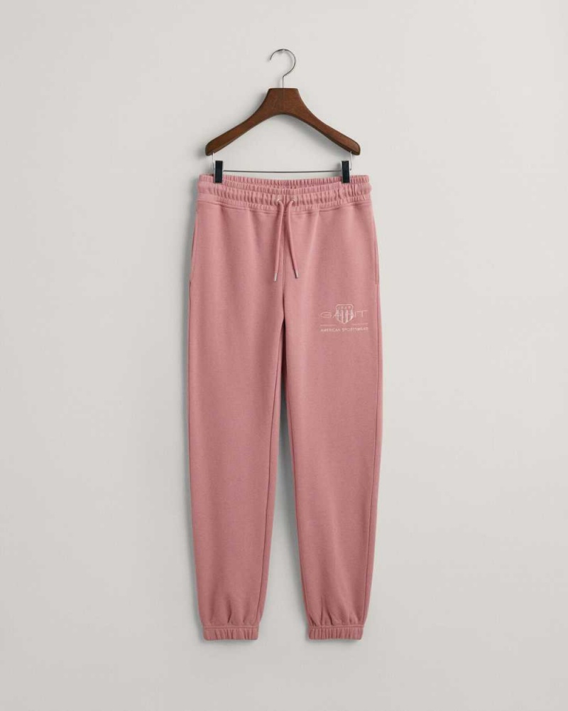 Gant Tonal Archive Shield Women's Sweatpants Faded Pink Melange | GMFIC-4063