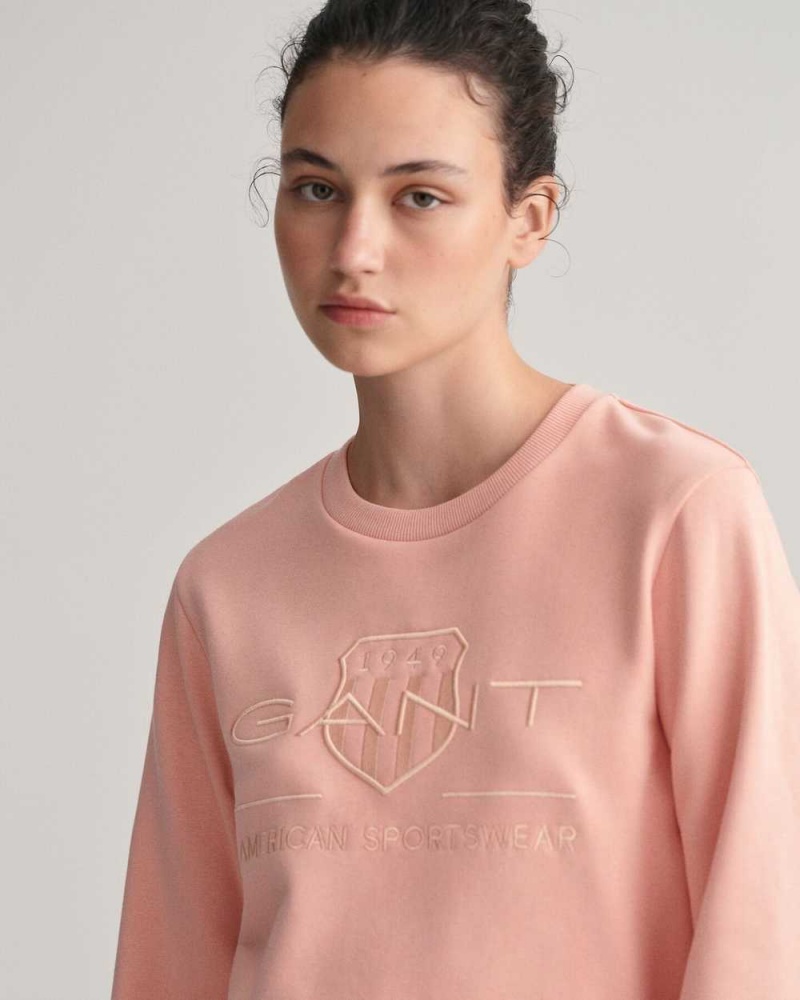 Gant Tonal Archive Shield Women's Sweatshirts Guava Orange | XJVSE-1270