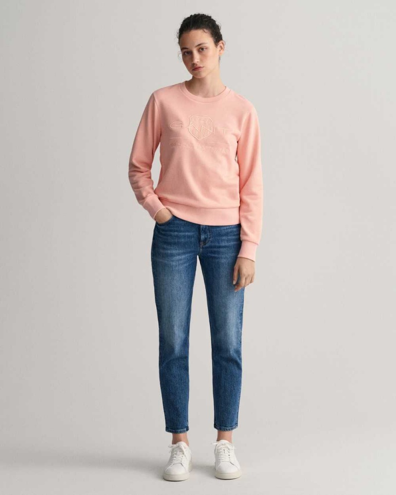 Gant Tonal Archive Shield Women's Sweatshirts Guava Orange | XJVSE-1270