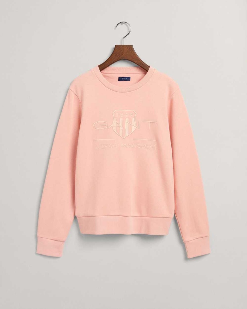 Gant Tonal Archive Shield Women's Sweatshirts Guava Orange | XJVSE-1270