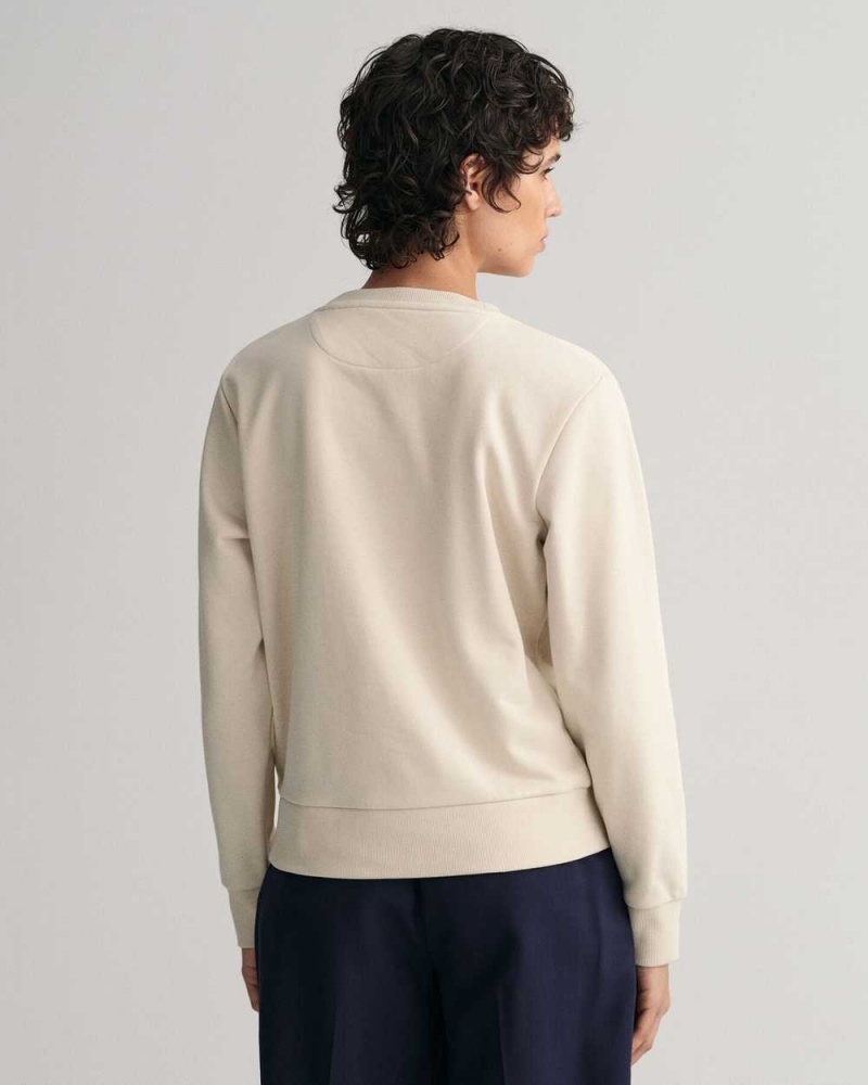 Gant Tonal Archive Shield Women's Sweatshirts Light Gray Brown | NBCGP-9016