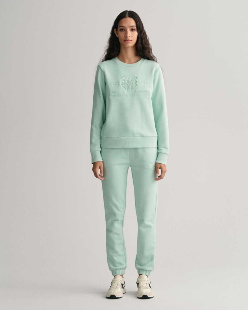 Gant Tonal Archive Shield Women's Sweatshirts Minty Green | MSFRC-1509