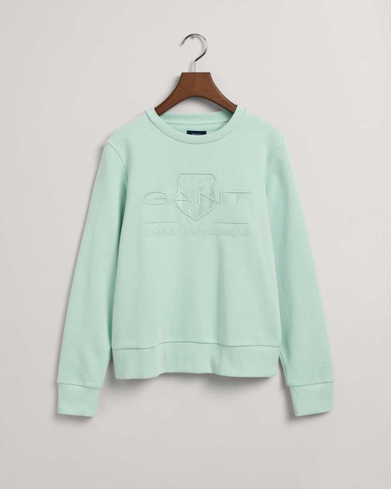 Gant Tonal Archive Shield Women's Sweatshirts Minty Green | MSFRC-1509