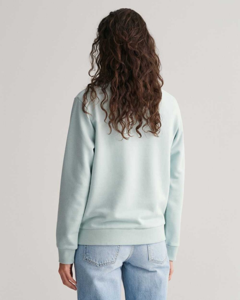 Gant Tonal Archive Shield Women's Sweatshirts Dusty Turquoise | LXVUB-2140