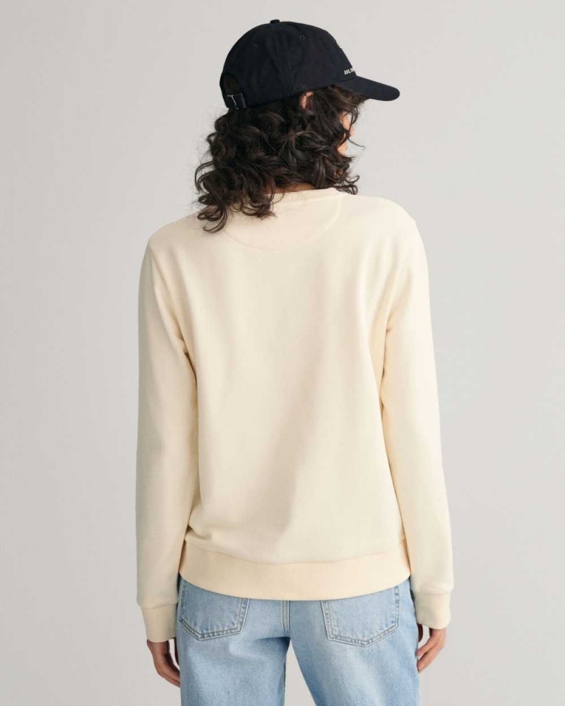 Gant Tonal Archive Shield Women's Sweatshirts Linen | OJEVW-2134