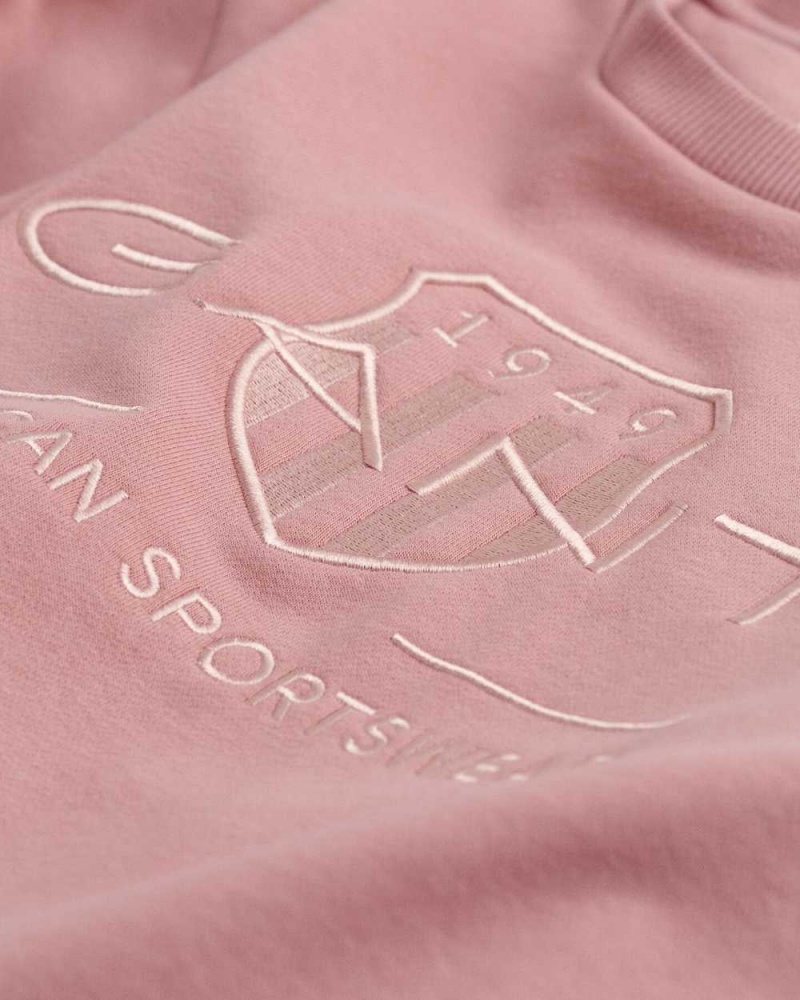 Gant Tonal Archive Shield Women's Sweatshirts Faded Pink Melange | TFIWM-7018