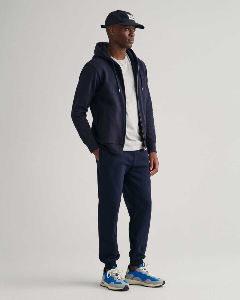 Gant Tonal Archive Shield Zip Men's Track Jackets Evening Blue | JAOVP-5180