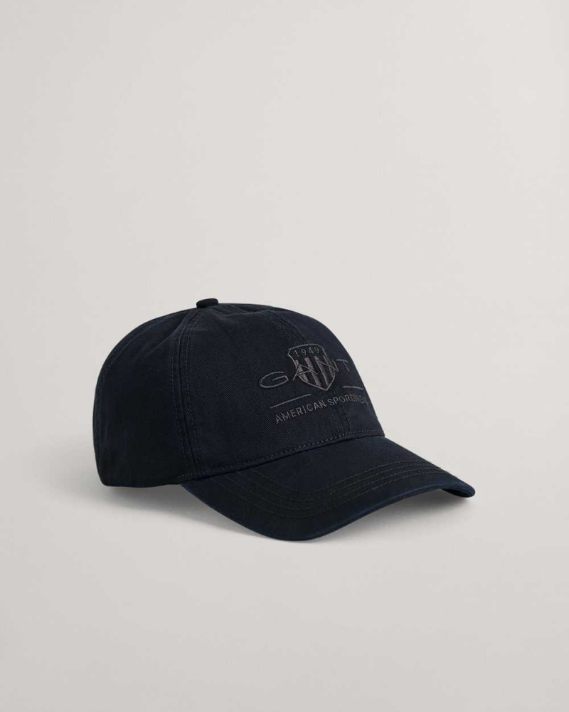 Gant Tonal Shield Men's Caps Ebony Black | SWMZK-1459