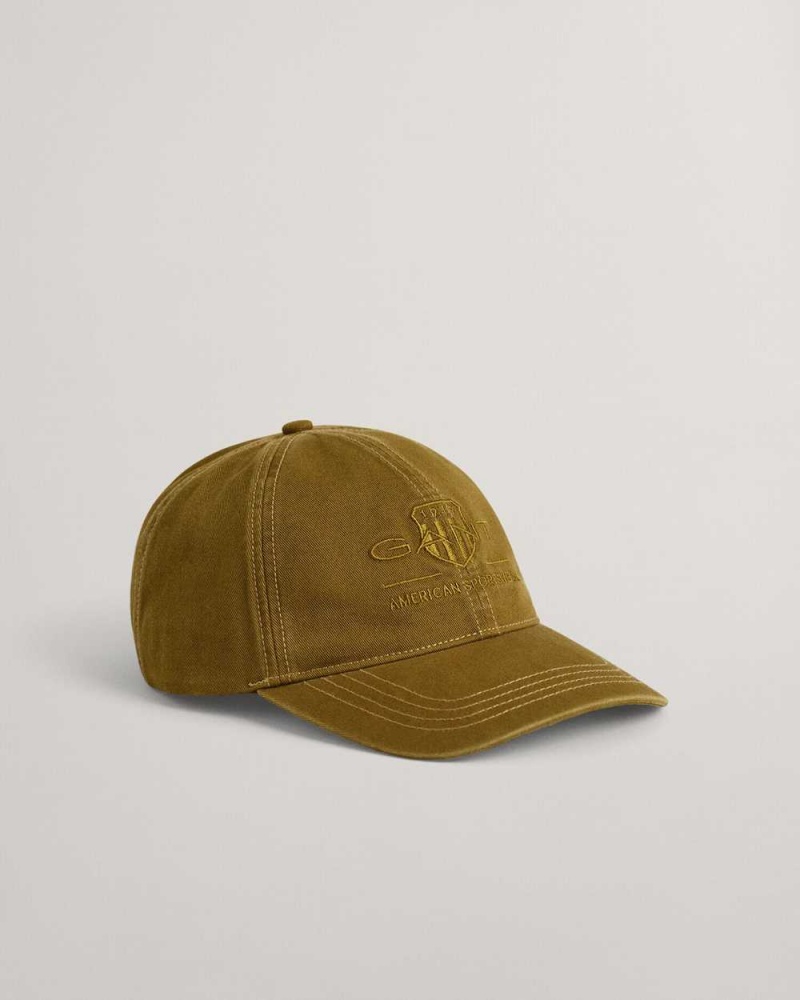 Gant Tonal Shield Men's Caps Warm Surplus Green | NOWVM-8725