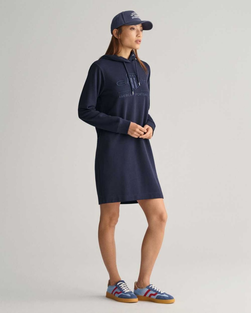 Gant Tonal Shield Women's Dress Evening Blue | EROLM-7683