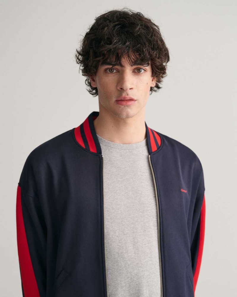 Gant Track Men's Jackets Evening Blue | OVEQF-4658