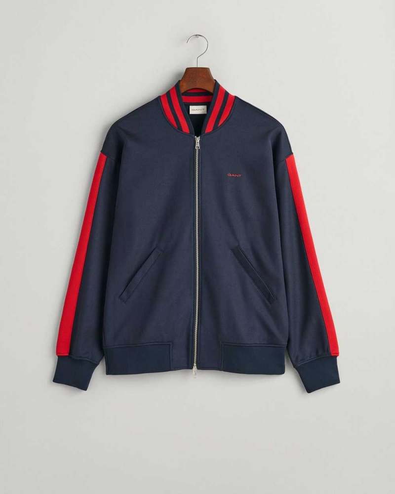 Gant Track Men's Jackets Evening Blue | OVEQF-4658