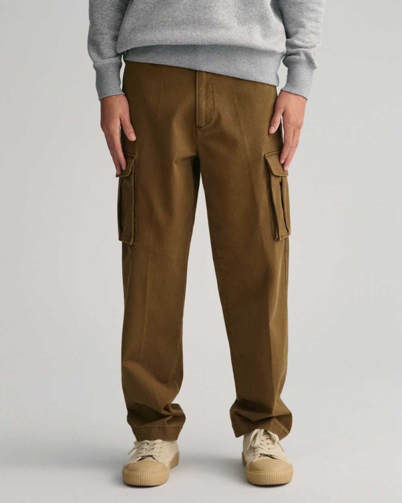 Gant Twill Cargo Men's Pants Dark Cactus | TRJIC-4129