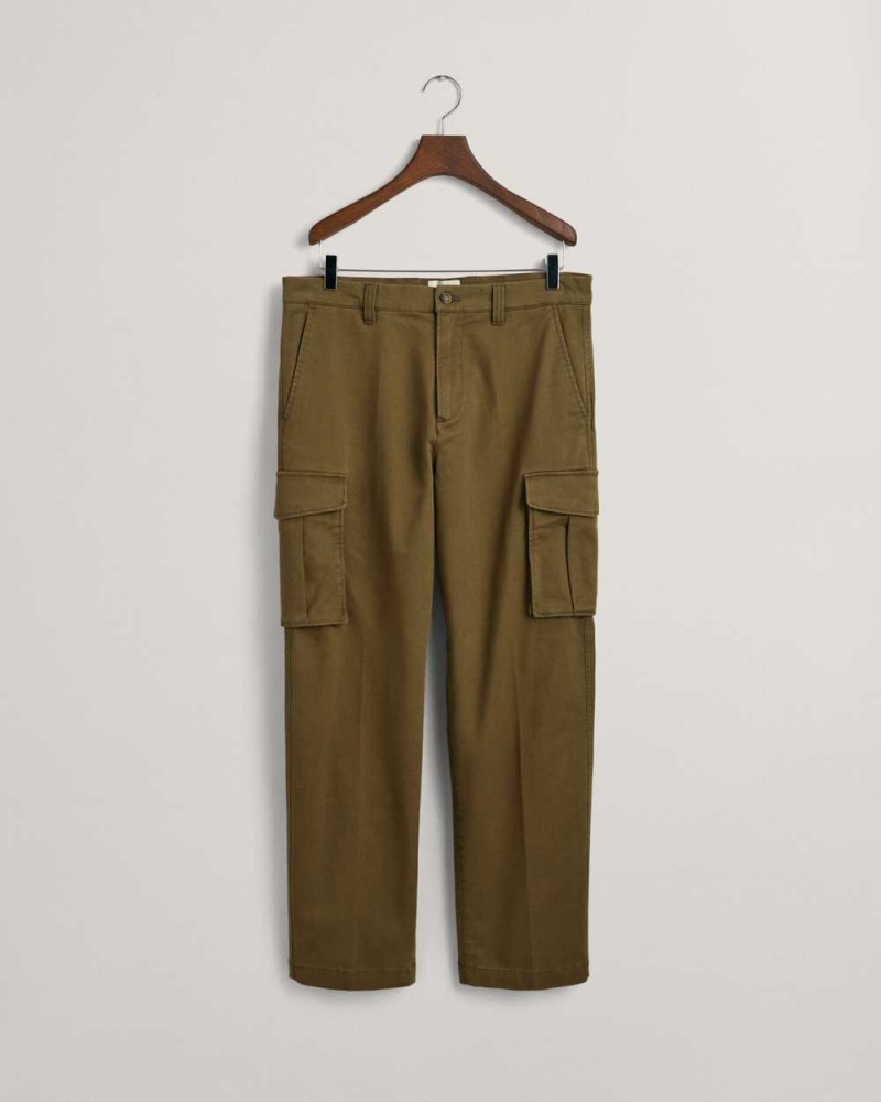 Gant Twill Cargo Men's Pants Dark Cactus | TRJIC-4129