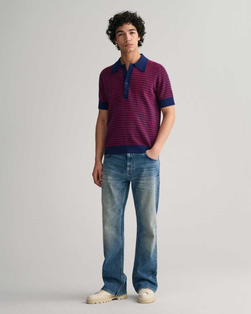 Gant Two-Toned Men's Polo Shirt Dusk Blue | DSEYK-5724