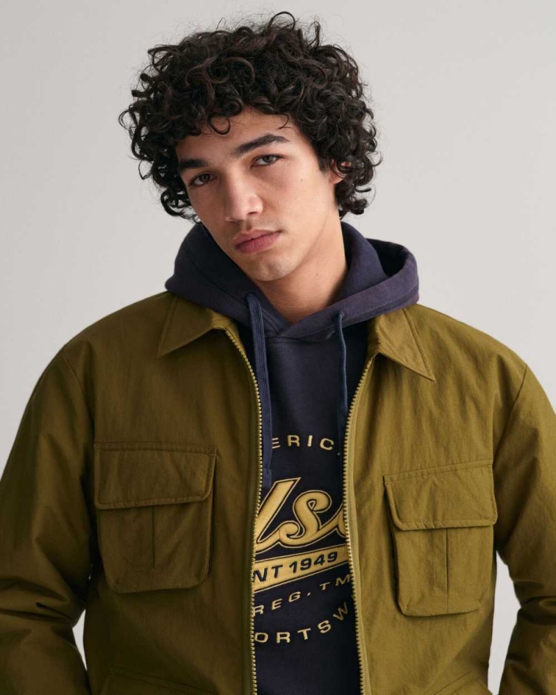 Gant Utility Men's Jackets Warm Surplus Green | KMIOB-3021