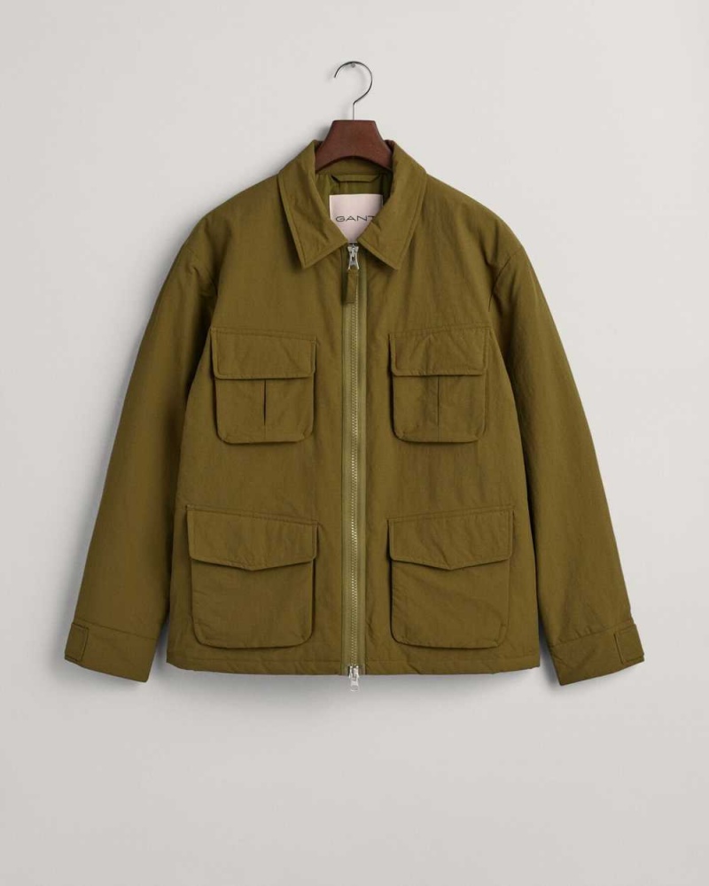 Gant Utility Men's Jackets Warm Surplus Green | KMIOB-3021