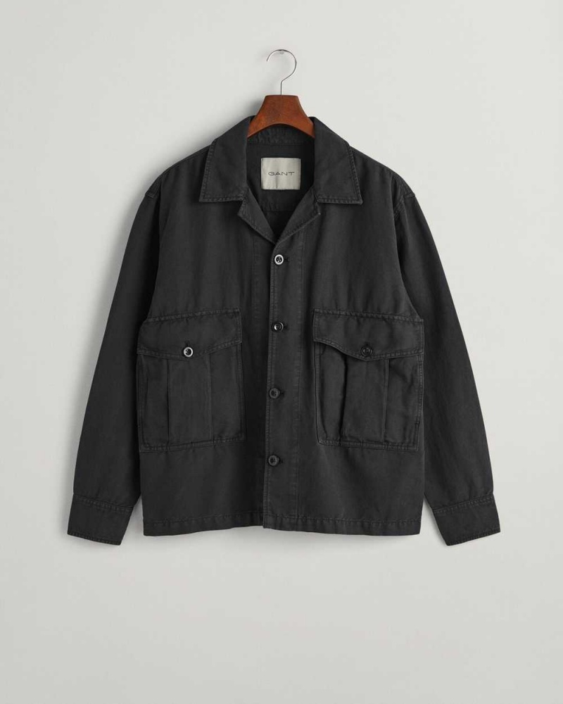 Gant Utility Over Men's Shirts Black | SQFMO-1657