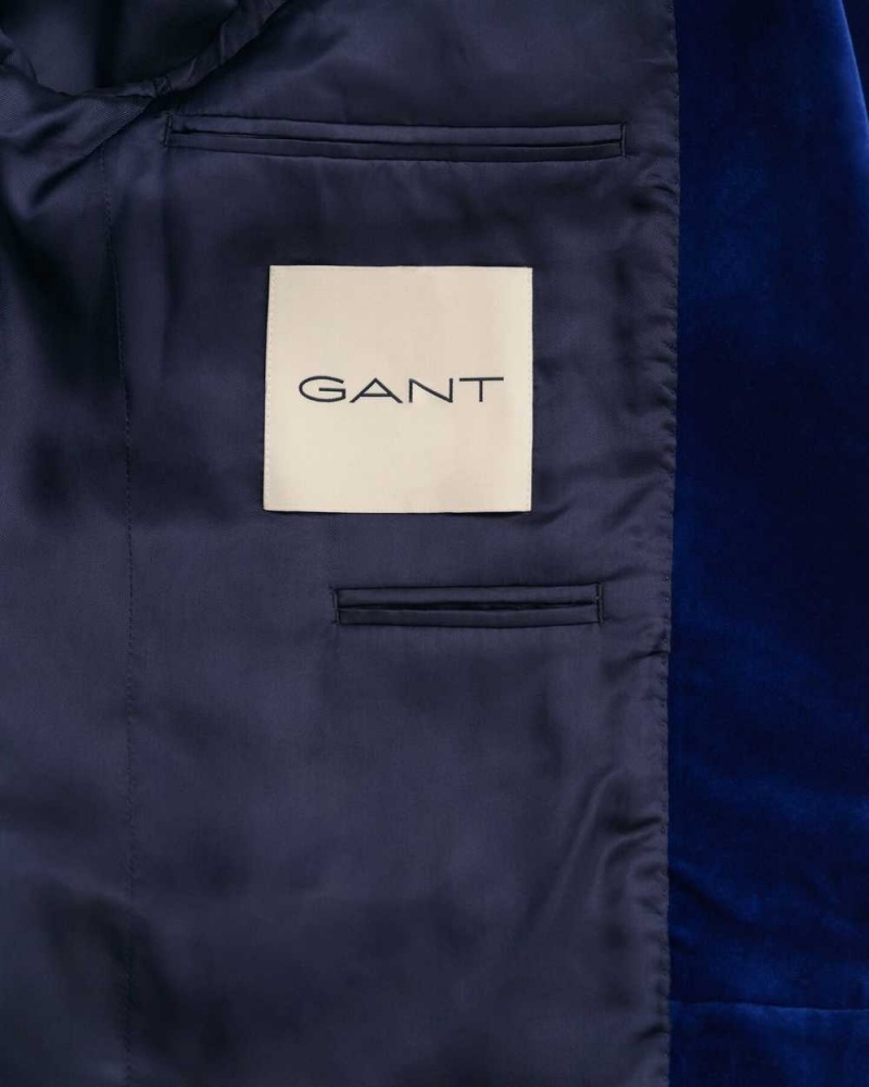 Gant Velvet Suit Men's Blazer Rich Navy | NUCEA-2780