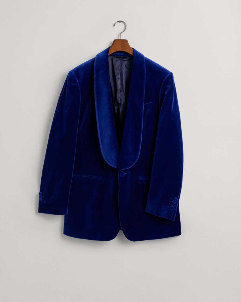 Gant Velvet Suit Men's Blazer Rich Navy | NUCEA-2780