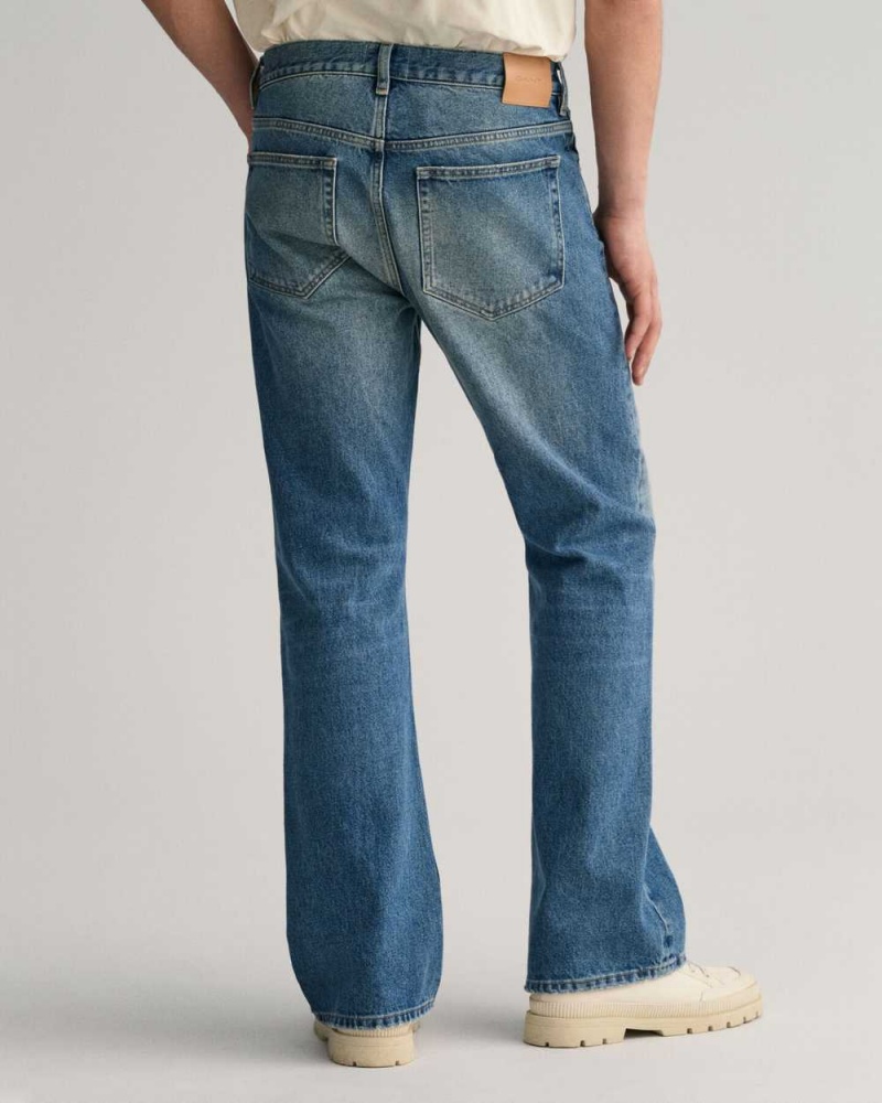 Gant Vintage Wash Bootcut Men's Jeans Mid Blue Vintage | IGUFK-4790