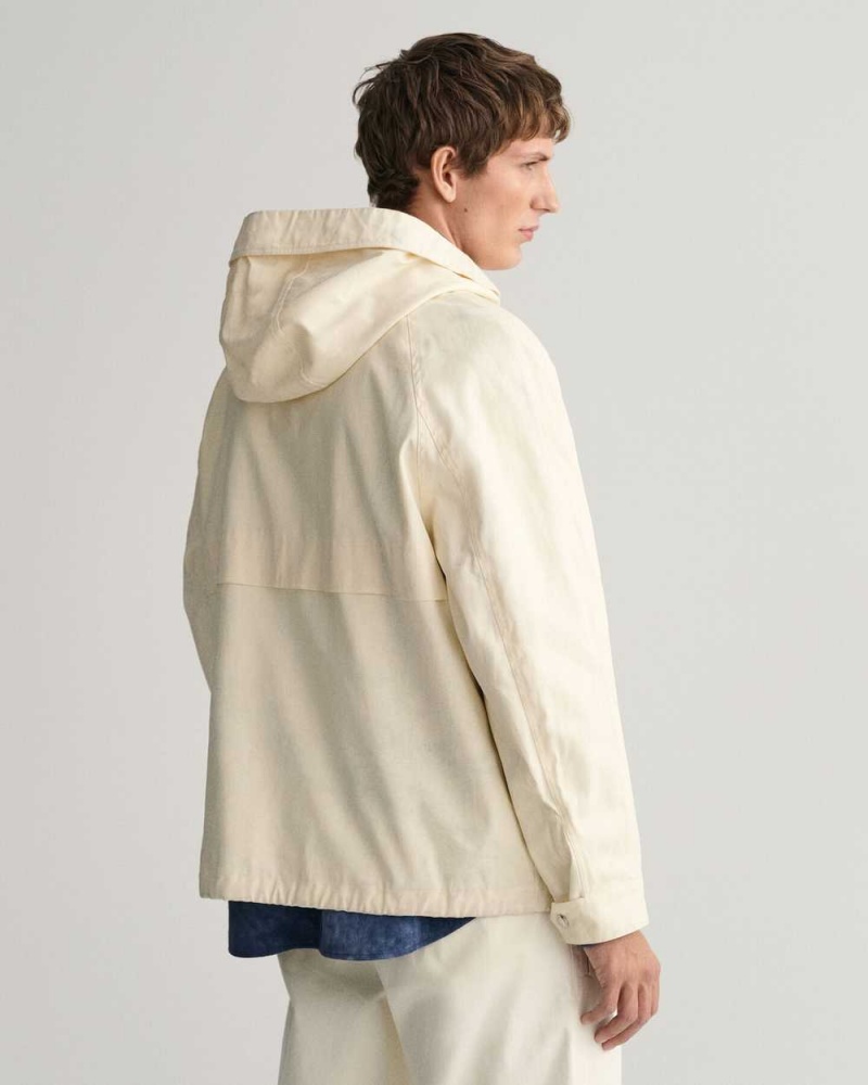 Gant Waxed Anorak Men's Jackets Cream | HZPNL-1609