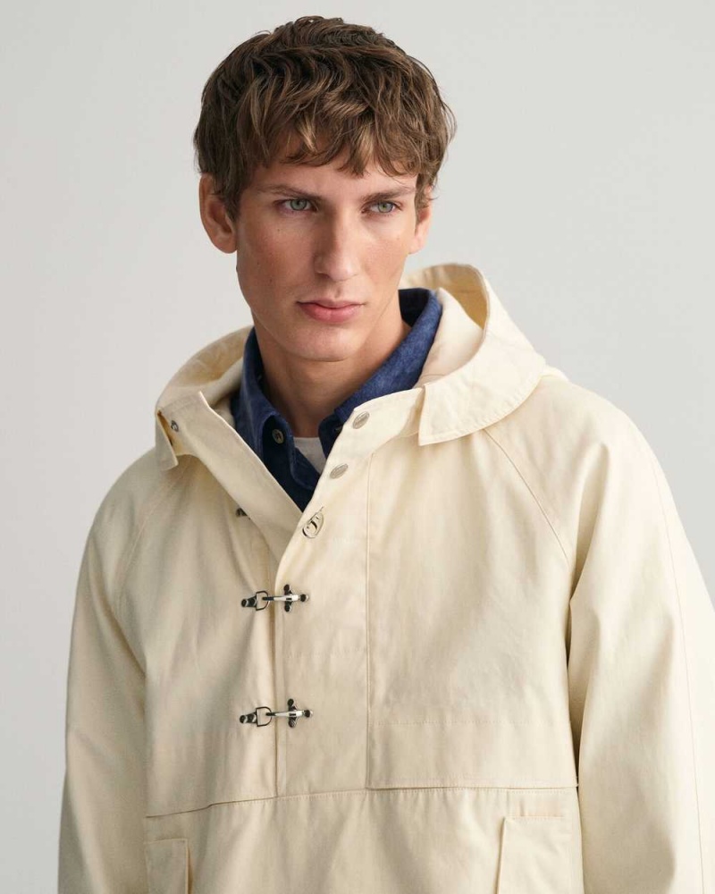 Gant Waxed Anorak Men's Jackets Cream | HZPNL-1609