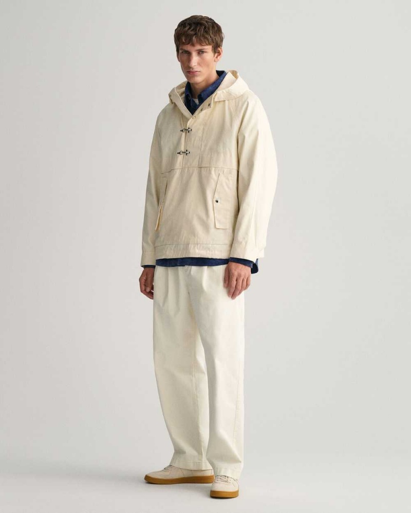 Gant Waxed Anorak Men's Jackets Cream | HZPNL-1609