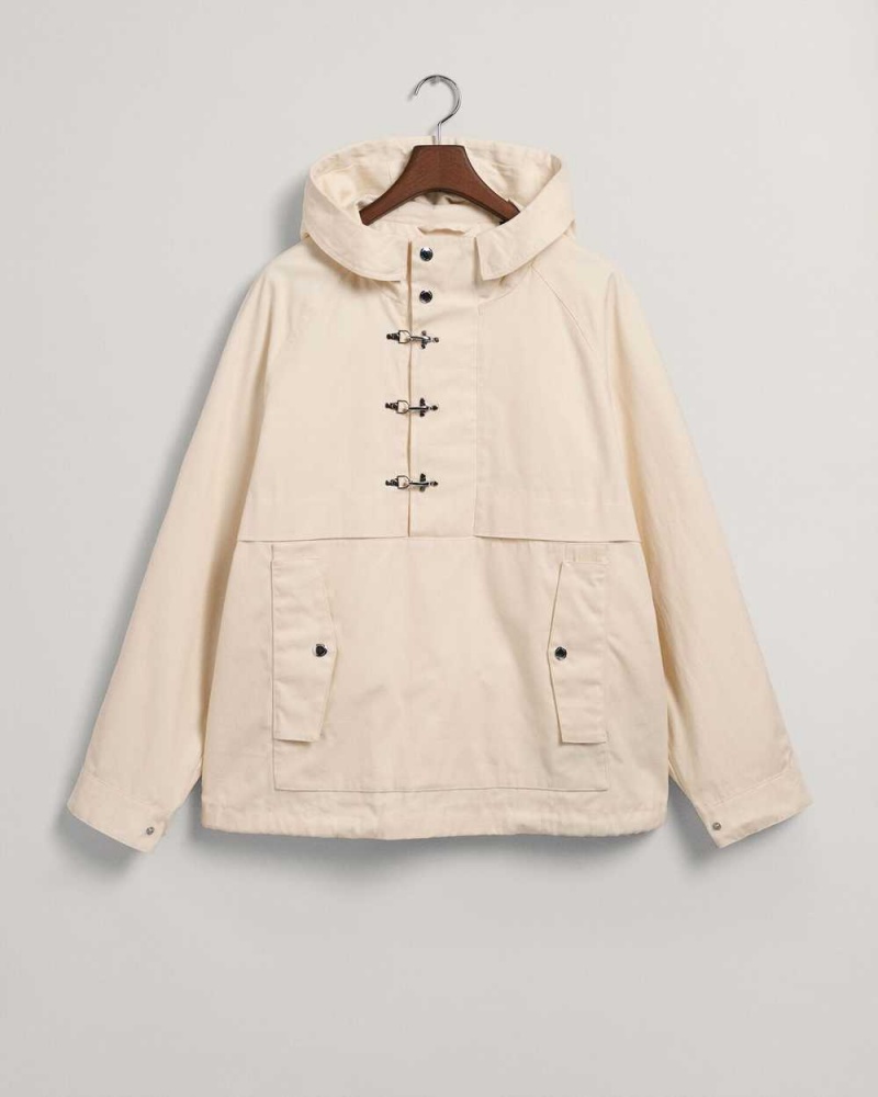 Gant Waxed Anorak Men's Jackets Cream | HZPNL-1609