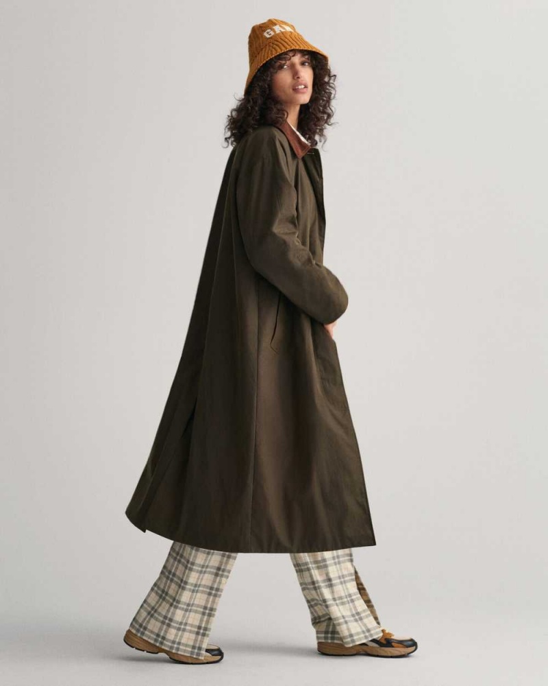 Gant Waxed Car Women's Coats Dark Cactus | QOIMB-0342