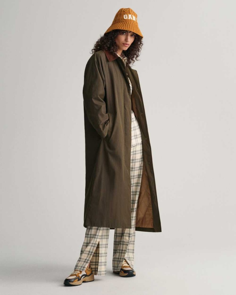 Gant Waxed Car Women's Coats Dark Cactus | QOIMB-0342