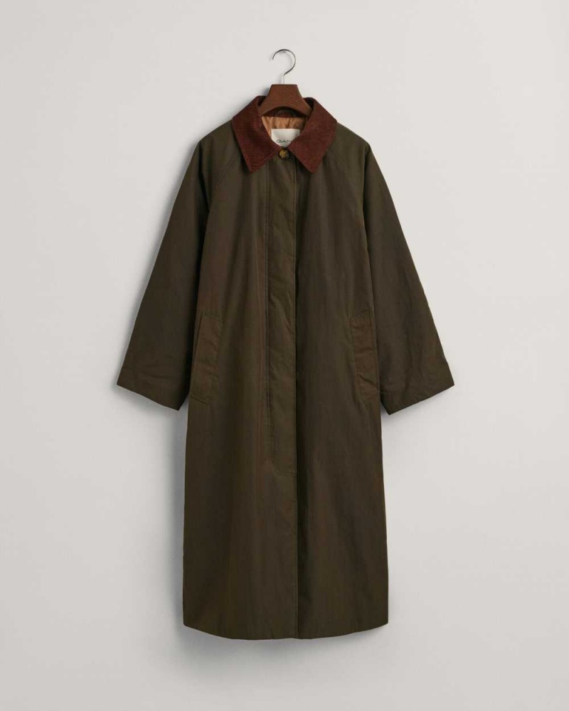 Gant Waxed Car Women's Coats Dark Cactus | QOIMB-0342