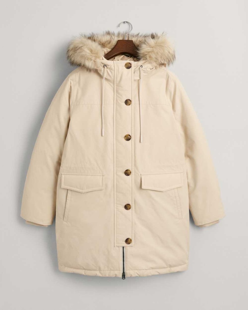 Gant Winter Parka Women\'s Coats Beige | DJBGV-3908