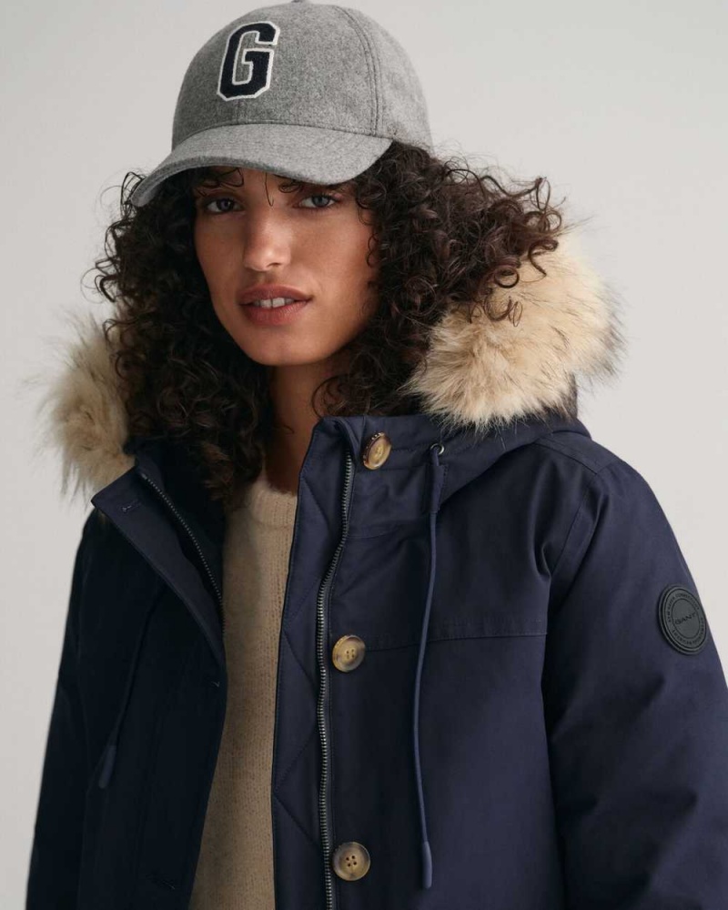 Gant Winter Parka Women's Coats Evening Blue | ZAUIH-2806