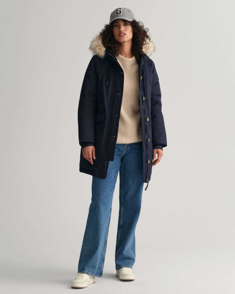 Gant Winter Parka Women's Coats Evening Blue | ZAUIH-2806