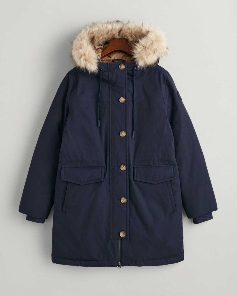 Gant Winter Parka Women's Coats Evening Blue | ZAUIH-2806