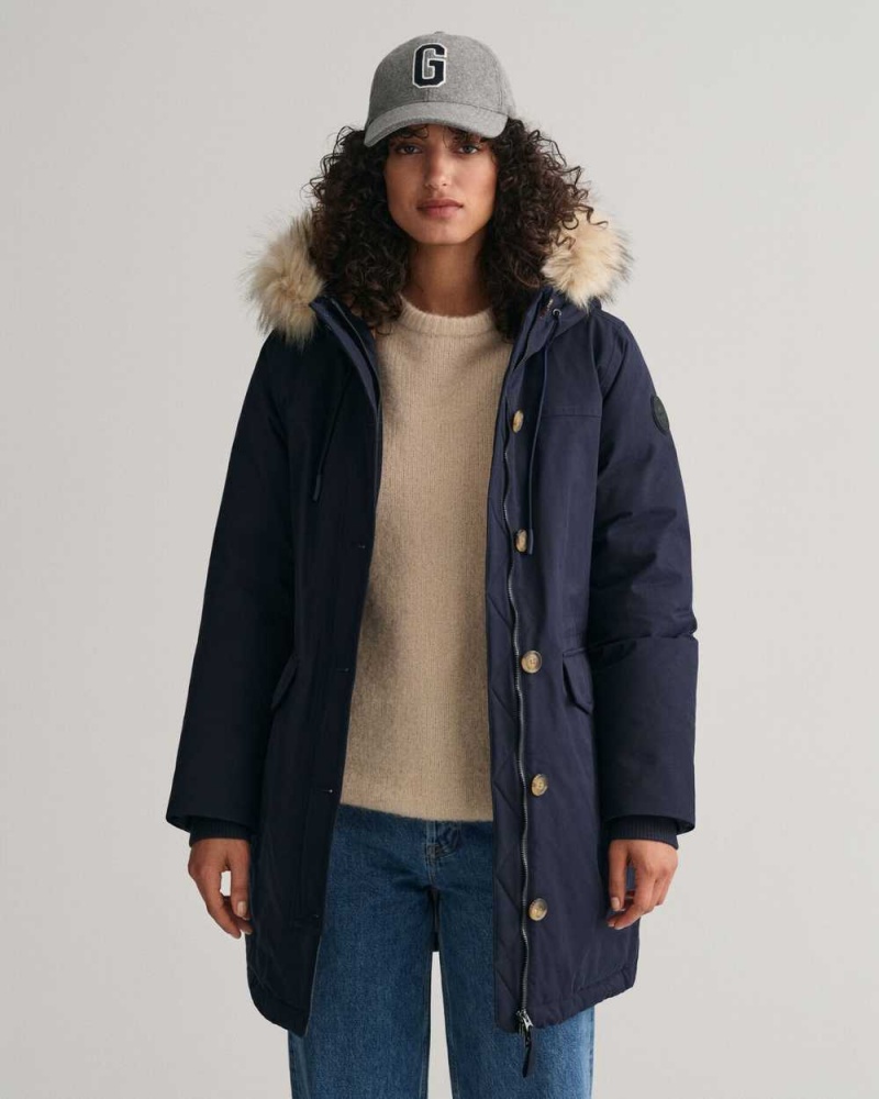 Gant Winter Parka Women\'s Coats Evening Blue | ZAUIH-2806